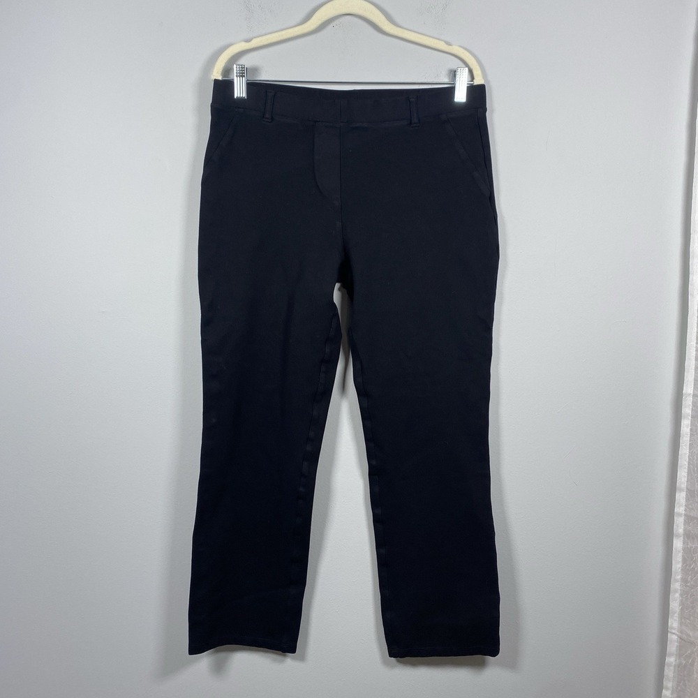 Quince Black Ultra Stretch Ponte Knit Straight Leg Pull On Pants Crop Women's L